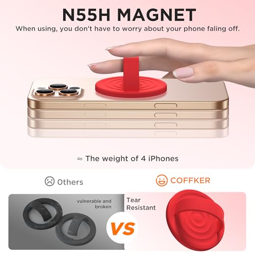 Magnetic Phone Grip for MagSafe, Silicone Ring Grip, Red - color: Red