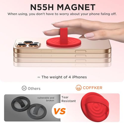 Magnetic Phone Grip for MagSafe, Silicone Ring Grip, Red - color: Red