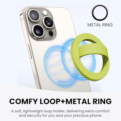 Magnetic Silicone Phone Grip Ring Holder Compatible with MagSafe Phone Case - color: Mustard Green