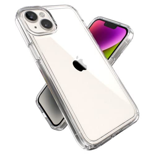 Speck Clear iPhone 14 Plus Case - Drop Protection, Scratch Resistant Dual Layer Slim Phone Case for 6.7 Inch iPhones 14 Plus - Anti-Yellowing & Anti-Fade Case - GemShell - color: Clear/Clear