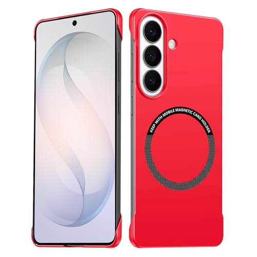 Frameless Slim Case for Samsung Galaxy S26, Silky Touch, Hard PC Matte Back, Exposed Sides Compatible with Mag-Safe, Anti-Scratch Shockproof Protective Cover for Samsung S26 5G (Red) - color: Red