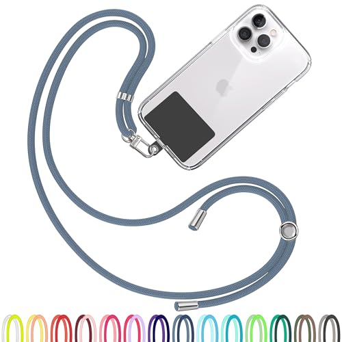 TBOC Cell Phone Lanyard [Blue] - Comfortable Universal Smartphone Lanyard - Easy to Use Neck Phone Holder [Black Patch] - Adjustable Length Phone Strap Crossbody - Fits All Mobile Phones - color: Blue