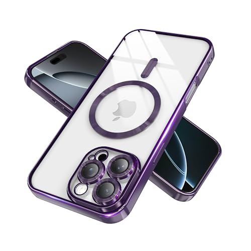 IAIYOXI Magnetic Clear Case for iPhone 11 with Full Camera Lens Protection,Compatible with MagSafe,Plating Soft TPU Phone Case,Anti-Scratch Shockproof Slim Cover for Women Gilrs Men - Purple - color: Purple, size: iPhone 11