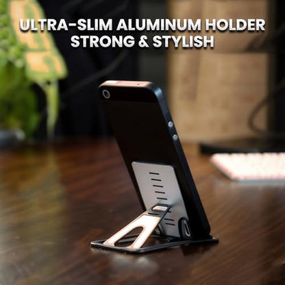 Pocket Phone Stand | Elegant Design Desktop Phone Holder Stand & Cellphone Holder for Desk | Multiple Positions Adjustable Phone Holder for Plane Travel Made from Alluminum & Plastic for Men & Women - style: D