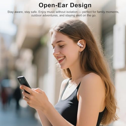 Open Ear Headphones, NEW Over Ear Earbuds with 4 ENC Noise-Canceling Mic - color: Orange