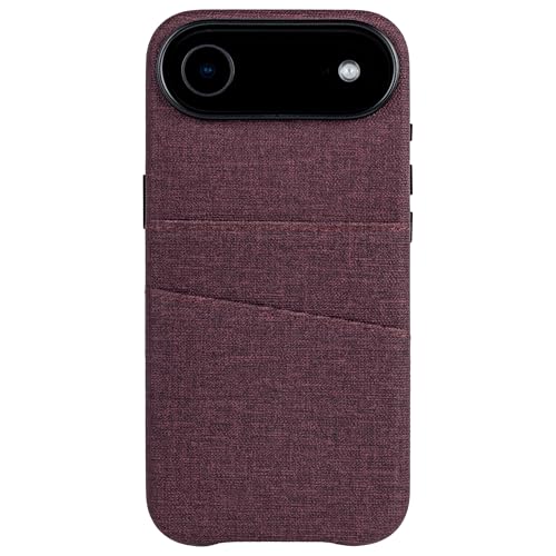 Dockem Card Case for iPhone 17 Air with Magnetic Mounting Plate, Camera Control Button, Wallet with 2 Holder Slots: M2 Luxe Canvas-Style Synthetic Leather (Burgundy) - color: Burgundy, size: 17 Air
