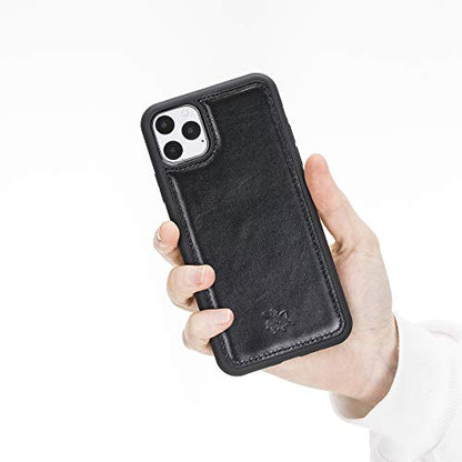 Venito Lucca Leather Case Compatible with iPhone 11 Pro Max (6,5inch) – Extra Secure with Padded Back Cover - Rustic Black - color: Rustic Black, size: iPhone 11 Pro Max
