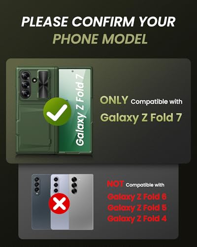 for Samsung Galaxy Z Fold 7 Case with Card Holder, Green - color: Green