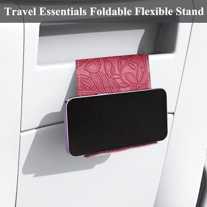 Airplane Travel Essentials for Flying Flex Flap Cell Phone Holder & Flexible Tablet Stand for Desk, Bed, Treadmill, Home & in-Flight Airplane Travel Accessories(1-Carved Red) - color: 1-Carved Red