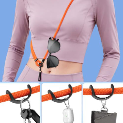Phone Lanyard, Phone Strap Crossbody with 2 Pack Tether Tab, Adjustable Anti Theft Phone Strap for All Phones (orange) - color: Orange