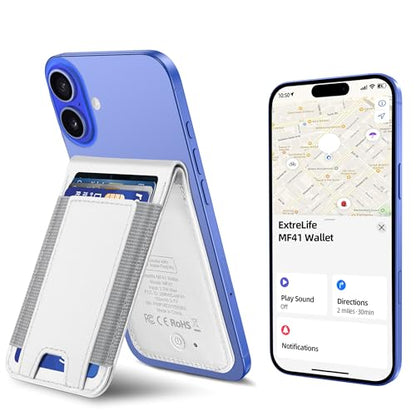 for Magsafe Wallet Works with Apple Find My, Leather Magnetic Phone Wallet - color: Ivory White