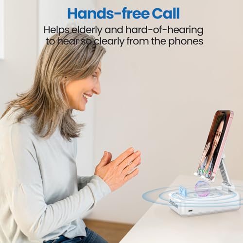 JTEMAN Cell Phone Stand with Bluetooth Speaker,Gifts for Men Tech Gadgets - color: White