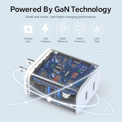 USB C Charger Block, 40W Dual Port Plug Wall Charger - color: Pearl White