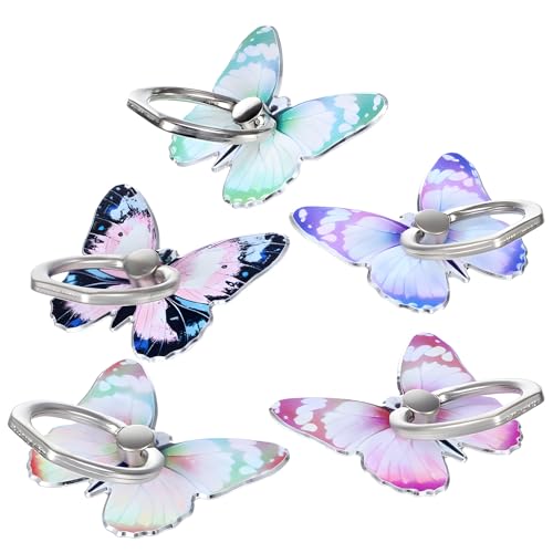 Butterfly Cell Phone Ring Holder 5pcs Finger Ring with Adjustable Knob Loop