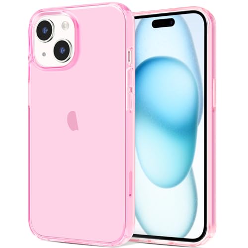 JJGoo Compatible with iPhone 15 Case Clear, Soft Clear TPU Phone Cases, Shockproof Transparent Bumper Cover Slim Thin Phone Case, Translucent Pink - color: Translucent Pink