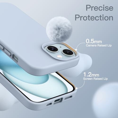 JETech Silicone Case for iPhone 15, Sky Blue | Silky Soft Touch, Shockproof Protection, Scratch Resistant, Microfiber Lining - color: Sky Blue, size: iPhone 15