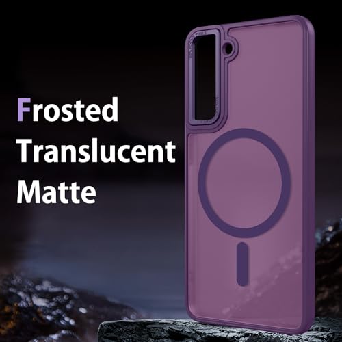 GUAGUA for Samsung Galaxy S21 5G Case Magnetic Cases Translucent Matte Back Slim Shockproof Protective Phone Case for Samsung S21 6.2 Inch for Men Women, Dark Purple - color: Dark Purple