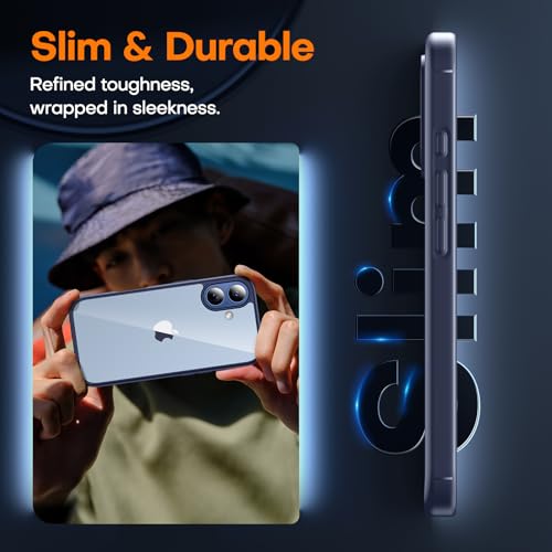 TAURI for iPhone 17 Case, Anti-Yellowing with Screen Protector, Military-Grade Protection Shockproof Slim Phone Case for iPhone 17, Blue - color: E-Blue