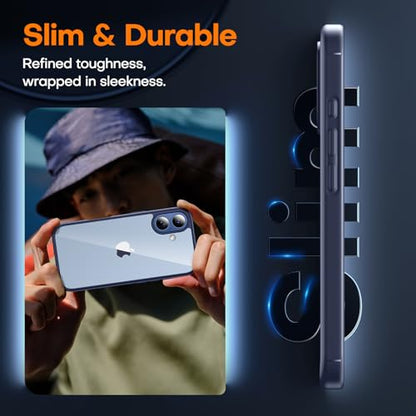 TAURI for iPhone 17 Case, Anti-Yellowing with Screen Protector, Military-Grade Protection Shockproof Slim Phone Case for iPhone 17, Blue - color: E-Blue