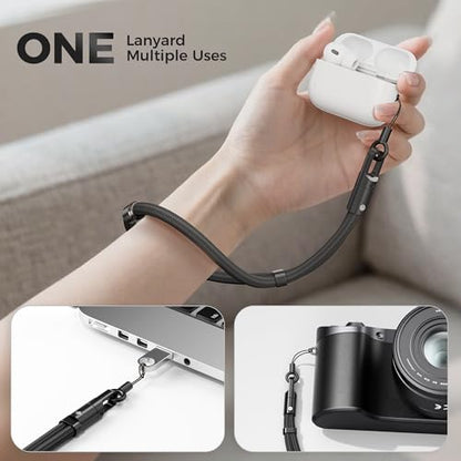 3-in-1 Phone Lanyard Crossbody/Neck/Wrist, Adjustable Strap with Tether Tab - color: Black