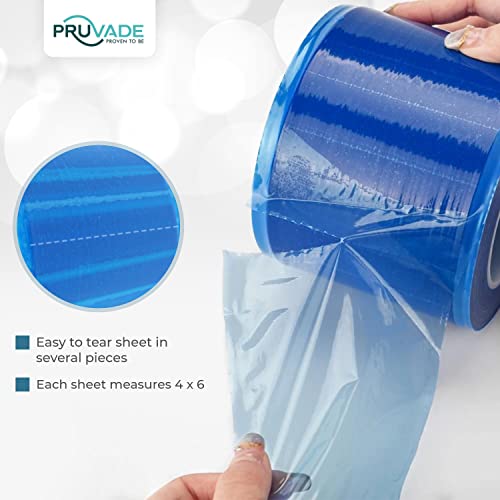 Clear Barrier Film 4” x 6” - Self Adhesive Protective Film (1 Box, 1200 Sheets) Universal Dental Instruments Tape Protects Equipment, Makeup, Microblading, Home Surfaces, Roll & Dispenser Box - color: Clear