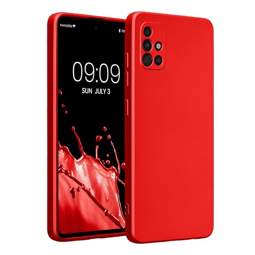 kwmobile Case Compatible with Samsung Galaxy A51 Case -Soft TPU Back Phone Cover - with Metallic Look - Metallic Dark Red - color: metallic dark red, size: Galaxy A51
