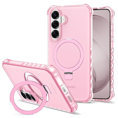 Compatible with Samsung Galaxy S26 Case 6.3'' Cute Wavy Frame with Magnetic Stand [Compatible with Mag-Safe] Military-Grade Translucent Phone Case for S26, Pink - color: Pink, size: Samsung Galaxy S26