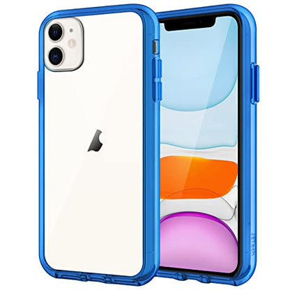 JETech Case for iPhone 11 6.1-Inch, Non-Yellowing Shockproof Phone Bumper Cover, Anti-Scratch Clear Back (Blue) - color: Blue