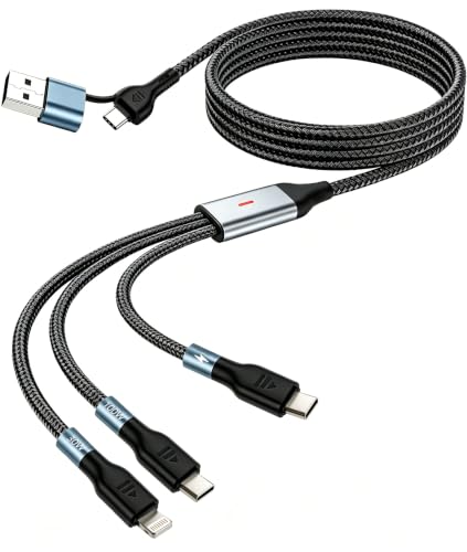 Awnuwuy 100W Multi Charge Cable for iPhone/Lightning/2 USB-C Ports, 6.6FT - size: 6.6FT