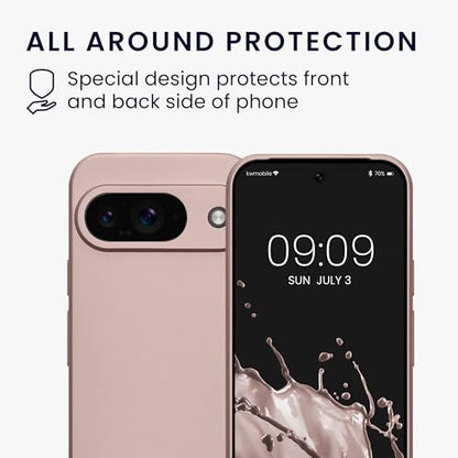 kwmobile Case Compatible with Google Pixel 9 Case -Soft TPU Back Phone Cover - with Metallic Look - Metallic Arctic Berry - color: Metallic Arctic Berry, size: Pixel 9