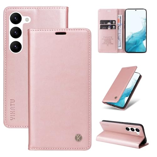 Compatible with Samsung Galaxy S23 Wallet Case PU Leather Flip Folio Case with Card Holder Magnetic Closure Shockproof Protective Phone Cover Rose Gold - color: Rose Gold, size: Samsung S23