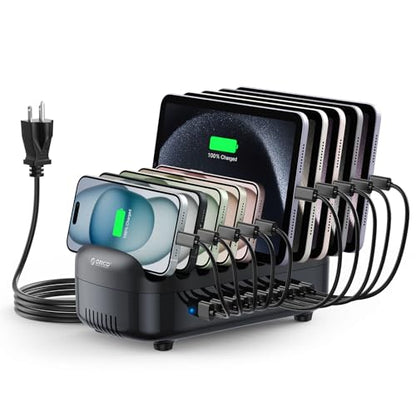 ORICO 10-Port Charging Station, 120W Max Output USB Charger Dock, Black - color: 10 USB Ports, Black