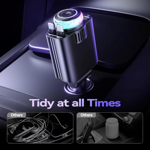 Smart Retractable Car Charger 69W USB C Fast Charge Air Freshener Starlight - color: Black