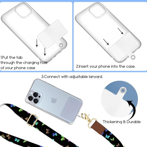 Phone Lanyard Wrist Strap Crossbody Adjustable, Cell Phone Lanyard for Around The Neck Shoulder Wristlet Strap - color: Butterfly