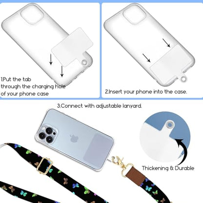 Phone Lanyard Wrist Strap Crossbody Adjustable, Cell Phone Lanyard for Around The Neck Shoulder Wristlet Strap - color: Butterfly
