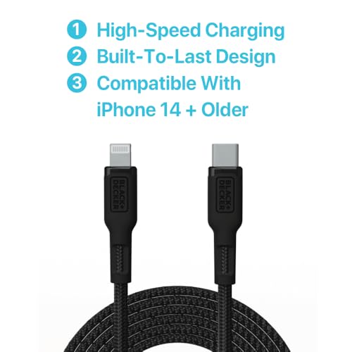 BLACK+DECKER Fast Charge Duo: 20W GaN USB-C Wall Charger + 3ft Cable