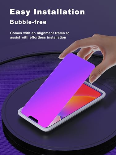 GIGIKISS Compatible for iPhone 12 Pro Max Privacy Screen Protector 6.7 Inch, Purple Gradient Anti Spy Anti Blue Light HD Screen Protector Tempered Glass Easy Installation - size: for iPhone 12 Pro Max - 6.7 inch