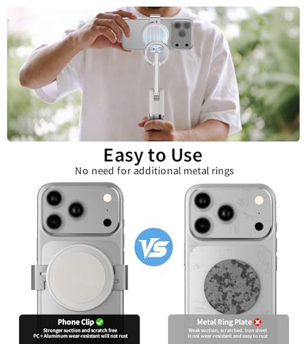 TONEOF Phone Clamp for Magnet with Metal Ring Phone Mount for Magsafe Stand - color: Beige Gray