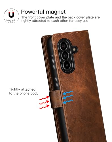 Feitenn for Samsung Galaxy A37 5G (6.7") Case Wallet 2026 with 4 Card Holders Kickstand, PU Flip Leather Magnetic Closure Folio Shockproof Protective Cover, Brown - color: Brown, size: Samsung Galaxy A37 5G