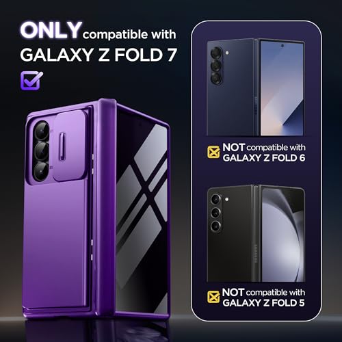 TONGATE Wallet for Z Fold 7 Case with Privacy Screen Protector, Purple - color: Purple