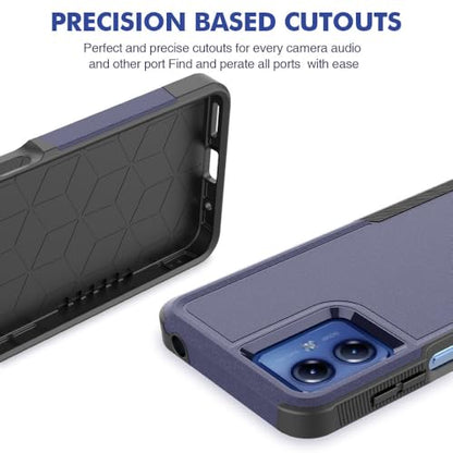 for Moto G14 Case Dual Layer Hard Shockproof Protective Case with Tempered Glass Screen Protector Heavy Duty Hybrid Full Body Anti-Scratch Anti-Slip Phone Cover Deep Blue - color: Moto G14 - Deep Blue