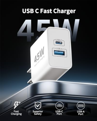 iPhone 18 Pro/18 Pro Max/Duo/18/17/16 Charger, 2Pack 45W Fast USB C Charger - color: White, size: 10FT