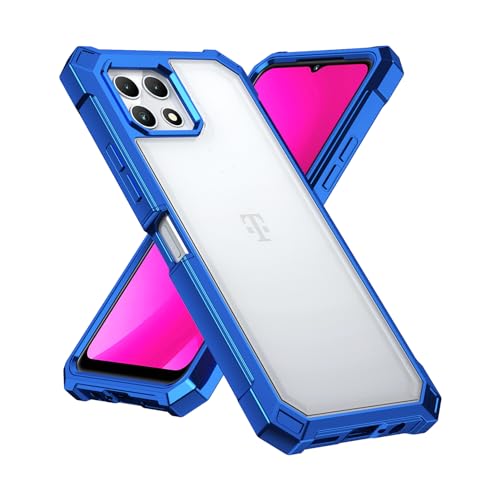 Ailiber for T-Mobile REVVL 7 5G Cell Phone Case, with Screen Protector, Dual Layer Shockproof Bumper, Clear Transparent Anti Yellowing, Slim [Scratch-Resistant] Cover for REVVL 7-Blue - color: Crystal Clear & Blue