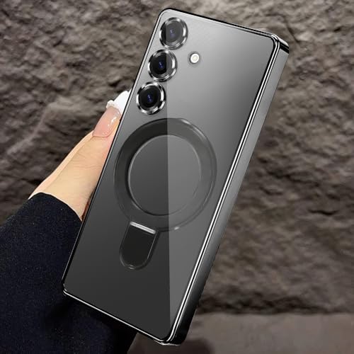 Magnetic for Samsung Galalxy S26 Case Clear Invisible Ring Stand Built-in Camera Lens Protector Compatible with MagSafe Military-Grade Shockproof Case for Samsung S26,Black - color: Black, size: for Samsung S26