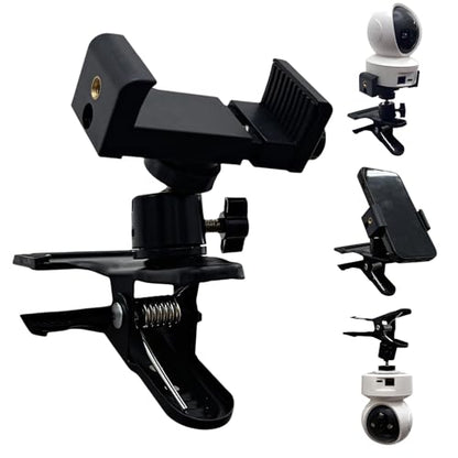 Universal Clamp Mount Phone and Camera Holder, Adjustable Spring Clip Stand,Camera Bracket， Black (1 Pack)
