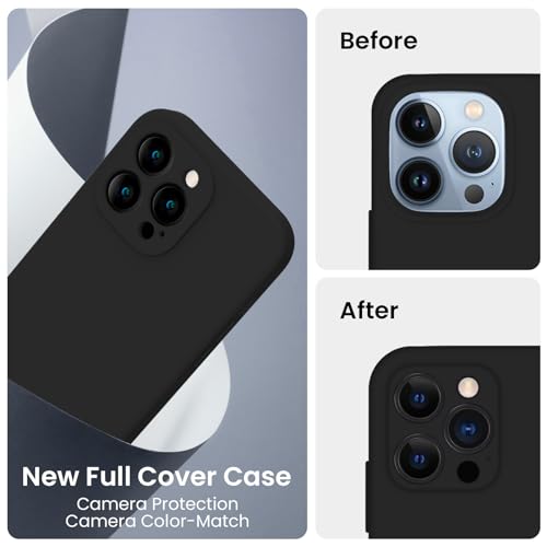 FireNova Designed for iPhone 13 Pro Case, Silicone Upgraded [Camera Protection] Phone Case, Soft Anti-Scratch Microfiber Lining Inside, 6.1 inch, Black - color: Black, size: Iphone 13 Pro