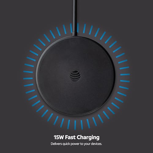 AT&T Magnetic Wireless Charging Pad with Built-in Ring Stand – 15W Fast Charging, USB-C PD Input, Case-Friendly Magnetic Design – Ideal for Desk, Travel, and Nightstand Use – Black - color: Black - Ring Stand