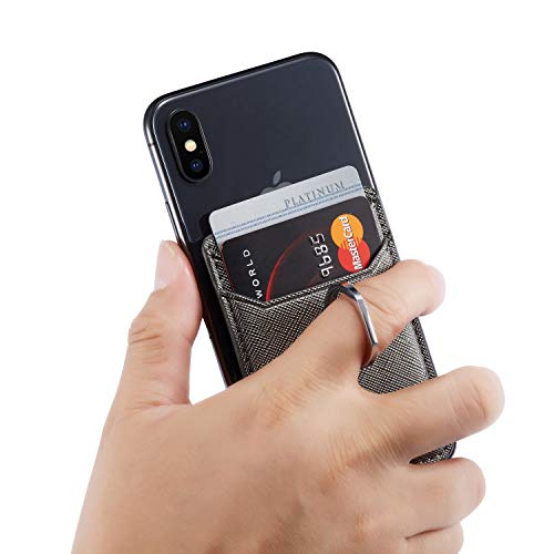 Card Holder for Phone Case 2Pc, RFID Leather Phone Wallet with Ring | Phone Wallet Stick On Back Of Phone Case.Credit Card/ID/Pocket Phone Card Holder for iPhone Andriod. Viewing Freely - color: Black