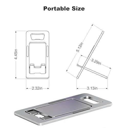 Cell Phone Stand,Fold-Flat,Portable Non-slip,Thickened Aluminum,Easy Carry - color: Grey, size: 17CM