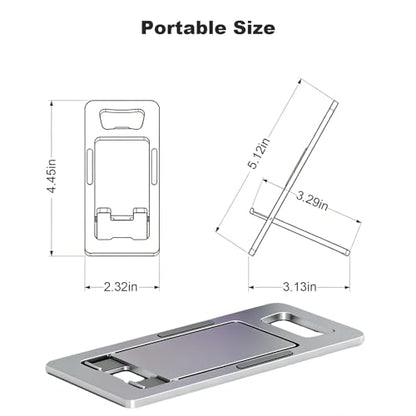 Cell Phone Stand,Fold-Flat,Portable Non-slip,Thickened Aluminum,Easy Carry - color: Grey, size: 17CM